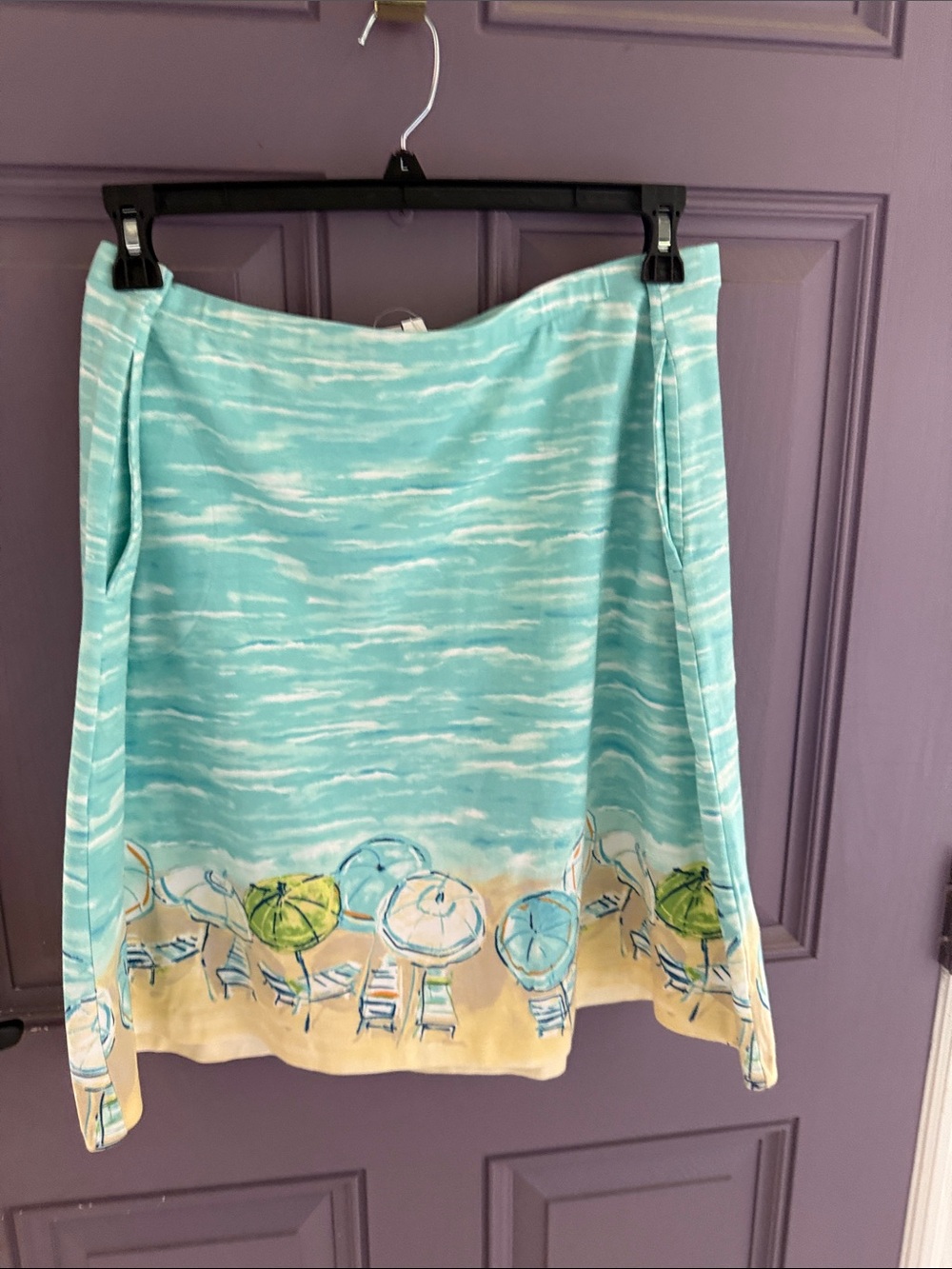 J. Jill Aegean Sea Blue and White Printed skirt - Picture 4 of 4